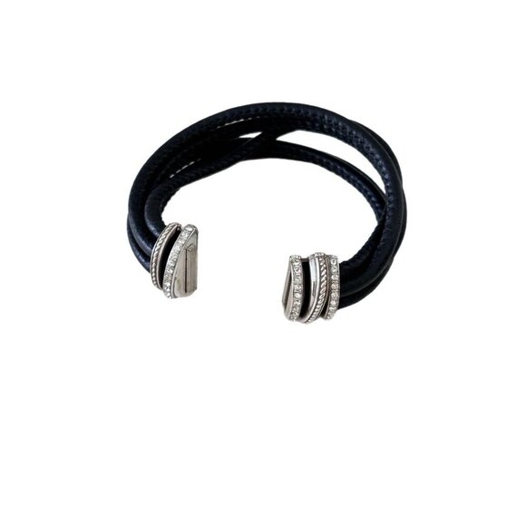Brighton Neptune’s Rings Silver Plate Blk Leather Crystal Magnetic Wrap … - Picture 4 of 5